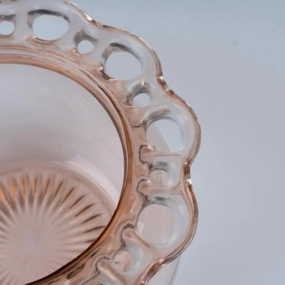 Old Colony Blush Pink Depression Glass Bowl‎ w/ Lace Edge